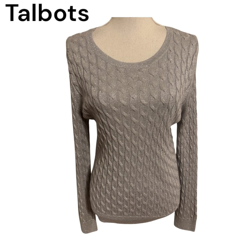TALBOT'S  GRAY SWEATER w/SILVER TONE SPARKLE    XLARGE/PETITE     #1